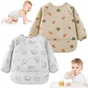 Baby Bibs with Sleeves, 2 Pieces Bibs for Weaning with