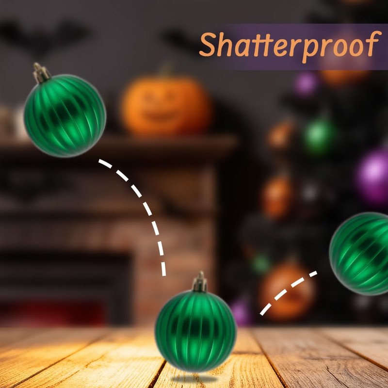 50ct Halloween Ornaments Tree Decoration, Black Green Orange Purple
