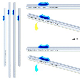 4T28, Slide Cutter, 4 Count, Stick on Replacements, for 12 and 18” Kitchen Plastic Wrap Film