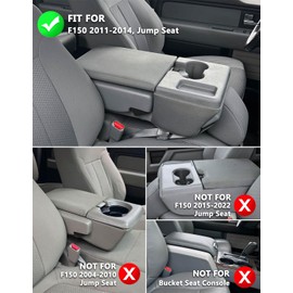 KBH Center Console Armrest Cover for Ford F150 2011-2014, Jump Seat Only, Car Arm Rest Protector, Vinyl Leather Trim, Anti-Scratch, Beige