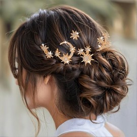 Paquete de 5 Peines Rhinestone Star Moon Pasadores, Peines Laterales Brillantes Rhinestone, Pasadores para el Pelo con Estrellas y Lunas para Bodas