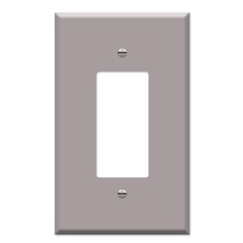 OVERSIZED 1 Gang Rocker - Decora Grey Metal Wall Plate - Switch Plate for Decora Style Light Switches, GFCI, Electrical Plug Outlets, Steel Painted Grey - UL Listed, 5.5" x 3.5" - Made in USA