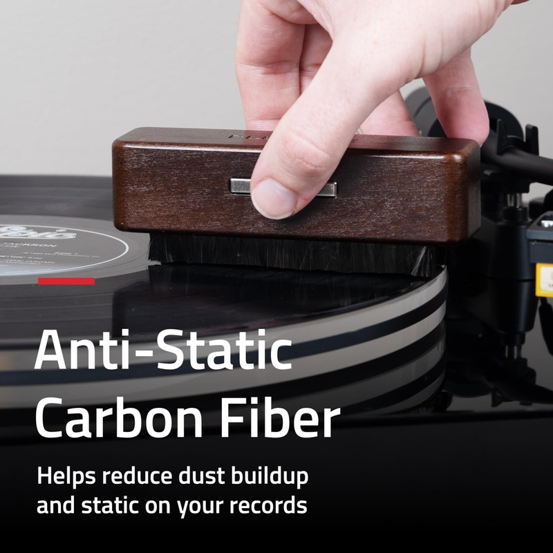 Fluance Vinyl Record Cleaning Brush, Anti-Static Carbon Fiber Brush, Scratch