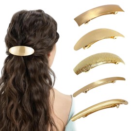 5 Pcs Pinzas para Cabello,Horquillas de Metal Retro,Francesas a Presión,Adecuadas para Viajes de Mujeres y Niñas y Accesorios para Cabello de la Vida Diaria,Oro