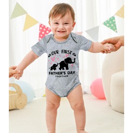 UNICOMIDEA Baby Girls Bodysuit for 3-6 Months First Father's Day Infant Bodysuit with Short Sleeves Cute Elephants Printed Baby Outfit for Boy