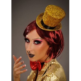 Struts Rocky Horror Columbia Style Gold Mini Top Hat, One Size