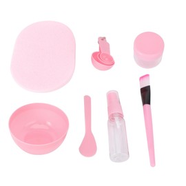 WOONEKY Face Mask Tool Kit DIY Facial Mask Mixing Set with Bowl Spatula Brush Gauges and Bottles for Skin Care Easy to Carry and Use Pink