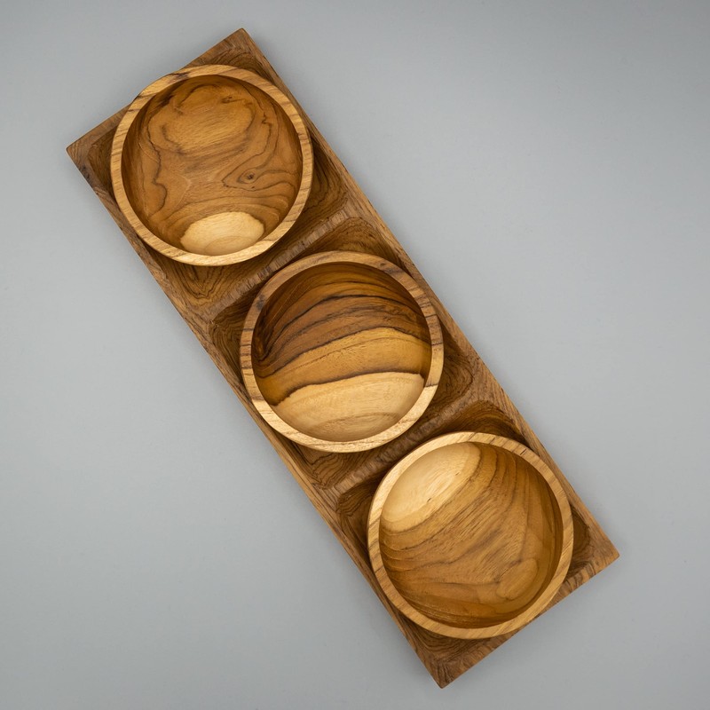 Mienloco Wooden Bowls with Serving Plate