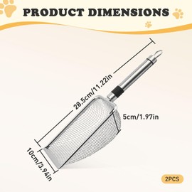 XHYASD Pack of 2 Cat Scoop for Cat Litter Tray, Stainless Steel, 3.8 mm Pore Size, Cat Litter Scoop, Cat Scoop for All Cat Litter