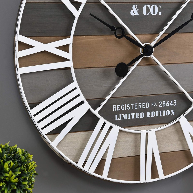 FirsTime & Co.® Gray Maritime Farmhouse Planks Clock, American Crafted,