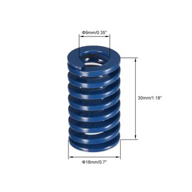 sourcing map 18mm OD 30mm Long Spiral Stamping Light Load Compression Die Spring Blue 2Pcs