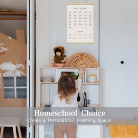 Cursive ABC Chart for Wall, Alphabet Poster for Toddlers, Boho Nursery Decor 16 x 24, Subtle Hues & Focused Designs