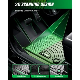 VIWIK Floor Mats for Toyota Tacoma 2018-2023 (Only for Double Cab) All Weather Custom Fit Automotive TPE Floor Liner for 1st and 2nd Row Car Mats