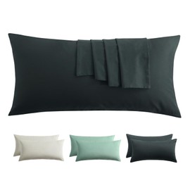 RUIKASI Cushion Cover 40 x 80 cm Cotton Set of 2 - Pillowcase 40 x 80 cm Grey with Zip Cover for Cushions 40 x 80 cm Anthracite, Cotton Pillow Cover Pillowcase