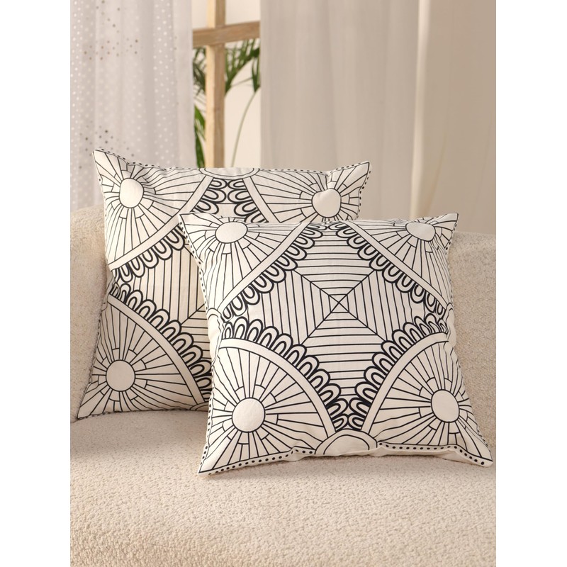 Glamm Texa Abstract decor Cushion Covers White And Gray 45cm