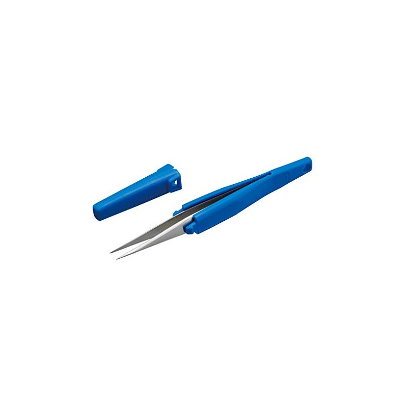 Hozan ESD Grip Tweezers, Non-slip Elastomer Grip, Anti-static, Tip Width