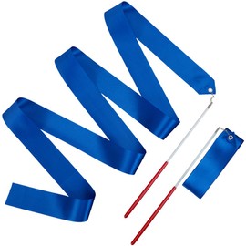 CREATCABIN Pack of 2 Dance Bands Rods Blue Gymnastics Band with Non-Slip Handles Swirl Bands Bars Rhythmic Gymnastics Swirl Bars Streamers for Talent Shows Artistic Dance Parties 2 m