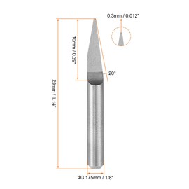 uxcell Wood Engraving Bit Solid Carbide 3.175mm 1/8" Shank, 20 Degree 0.3mm Tip CNC Router Tool for Acrylic PVC MDF PCB Wood Carving, 10pcs