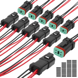 CNHAIHD DT Connectors Waterproof, 18 AWG Automotive Electrical Connectors Male and Female Wire with Heat Shrink Tubing for Car, Truck, Boat (4 Pin 6 Kits)