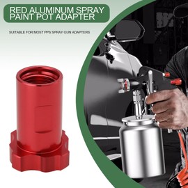 Create idea 2PCS Aluminium Alloy Spray Gun Cup Adapter 41.4x31.8mm Spray Gun Internal Thread Connector M16x1.5mm Compatible with PPS Spray Gun Adapter Red