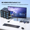 8K60Hz 4K120Hz KVM Switch 1 Monitor 3 Computers, 3 Port