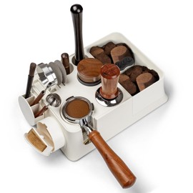 Guolich Espresso Tamping Station,11 In 1 Tamper Station Fit for Storage 51/53/58mm Espresso Knock Box,Distributor, Portafilter Holder& Espresso Accessories(WHITE)