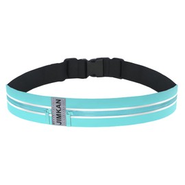 JIMKAN Running Belt with 2 Independent Large Pockets, Mint Blue, Sports