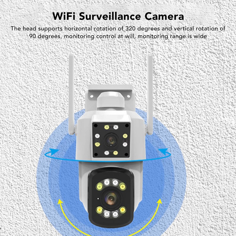 Outdoor WiFi Surveillance Camera 2 Lens Security PTZ IP Cam