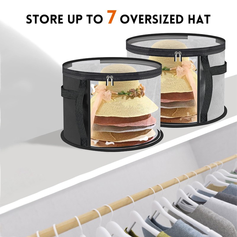 Oversized Clear Hat Box Storage for 7 Caps, Portable Cowboy
