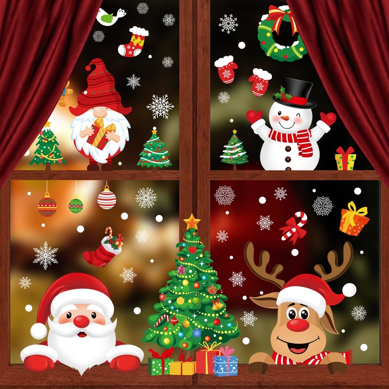 Christmas Window Clings 245pcs Christmas Decals Reusable Double Sided Printed