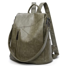 Kiepoar Women Leather Backpack Anti-Theft Shoulder Bag, Fashion Casual Purse Bag Daypack Handbag Lightweight Chic Multipocket Gran Capacity, Elegant Rucksack for Office School Travel