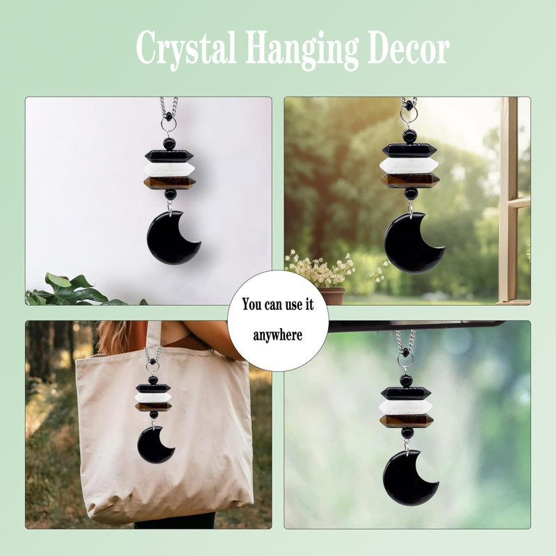 Moon Crystal Suncatcher Pendant with Healing Stones - Lucky Charm