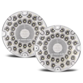 Partsam 2Pcs 7" Round Transit Backup Lights Amber 36 LED, 7 Inch White Bus LED Light Round LED Back-up Reverse Lights [Built-in Reflex Lens] Trailer Truck Tail Light with Weathertight Gaskets