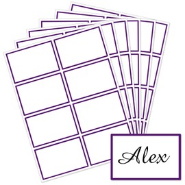 Starboling Name Tag Stickers, 200 Pcs 3"x2" Deep Purple Plain Name Tag Stickers with Colorful Border, for Office, Meeting, School and Home