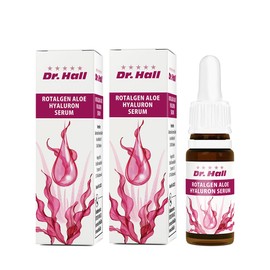 Dr. Hall Rotalgen Aloe Hyaluron Serum - Faltenreduzierung, Feuchtigkeitsspendend für strahlende Haut, vegan, parfümfrei, dermatologisch getestet - 2 x 20ml