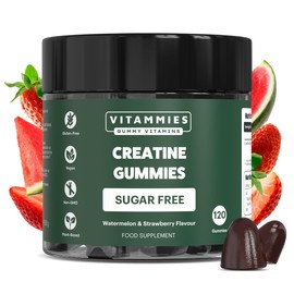 Vitammies Vegan Sugar Free Creatine Monohydrate Gummies for Muscle Gain | More Strength | Faster Recovery | Clinically Studied Creatine 5g Dose | Watermelon Strawberry Flavour | 30 Servings