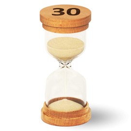 Sand Hourglass Timer - Glass Sand Clock Minutes - Modern Hourglass Watch with Wooden End Caps for Kids, Games, Classroom, Kitchen, Home or Office Decor (30 Minutes)