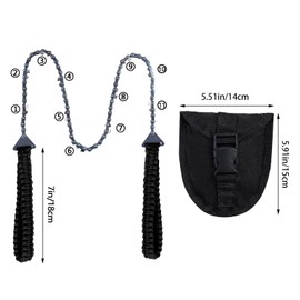 Sucrain Pocket Chainsaw with Paracord Handle, Folding Chain Hand Saw, Emergency Outdoor Survival Gear for Camping, Hunting, Hiking, Cutting Wood & Tree (Black paracord, 11 Teech, 24''Long)