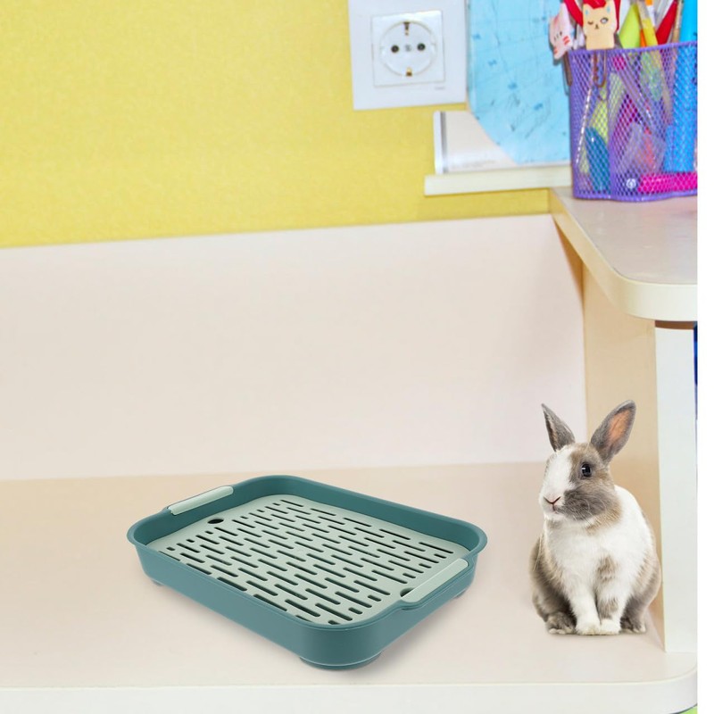 POPETPOP Bunny Litter Box Rabbit Toilet Tray Rectangular Pet Potty