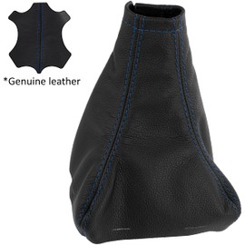 AERZETIX - C64152 - Gear Stick Gaiter Made of Genuine Black Leather - Compatible with Jaguar X-Type 2001-2009 - Colour: Black with Blue Stitching - for Manual Transmission