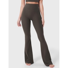 YEOREO Baverly Workout Flare Leggings for Women, 32" Hidden Scrunch Gym Yoga Pants High Waisted Casual Leggings Coffee XS