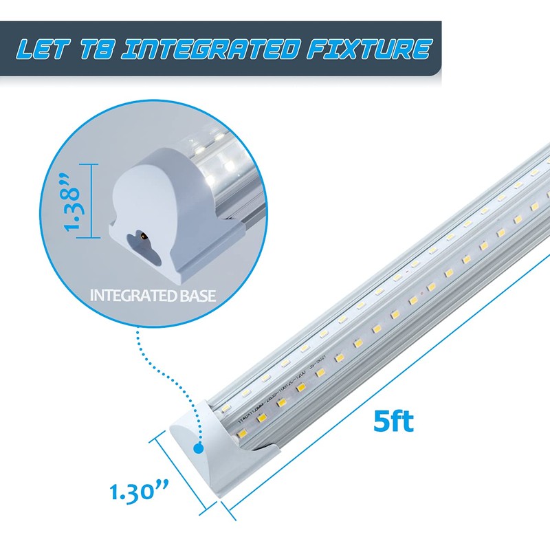 6 Pack T8 Led 5FT 48W Integrated V Shaped LED