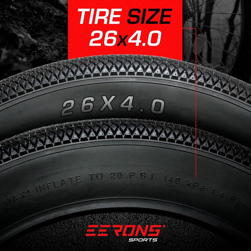 26x4 Fat Tire for Bicycle, 60 TPI, Zero-Rolling Resistance, Folded