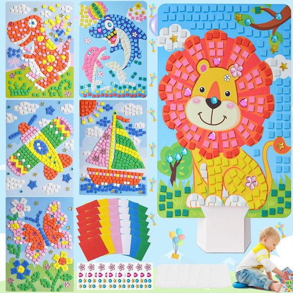 lankai Pack of 6 Spring Mosaic Craft Set for Children,