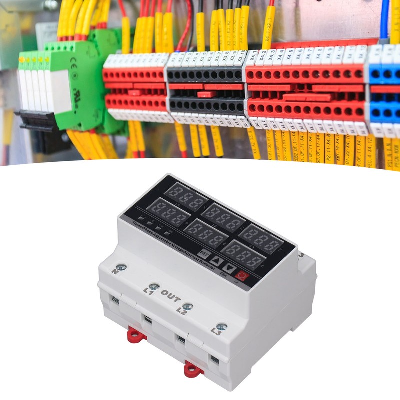 Under Over Voltage Protector 63A 3 Phase 4 Wire Adjustable