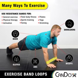 CanDo Resistance Exercise Band Loop, Green Medium 30 inch, for Workouts, Exercise, Yoga, Training at Home or Gym, Durable Latex Fitness Bands