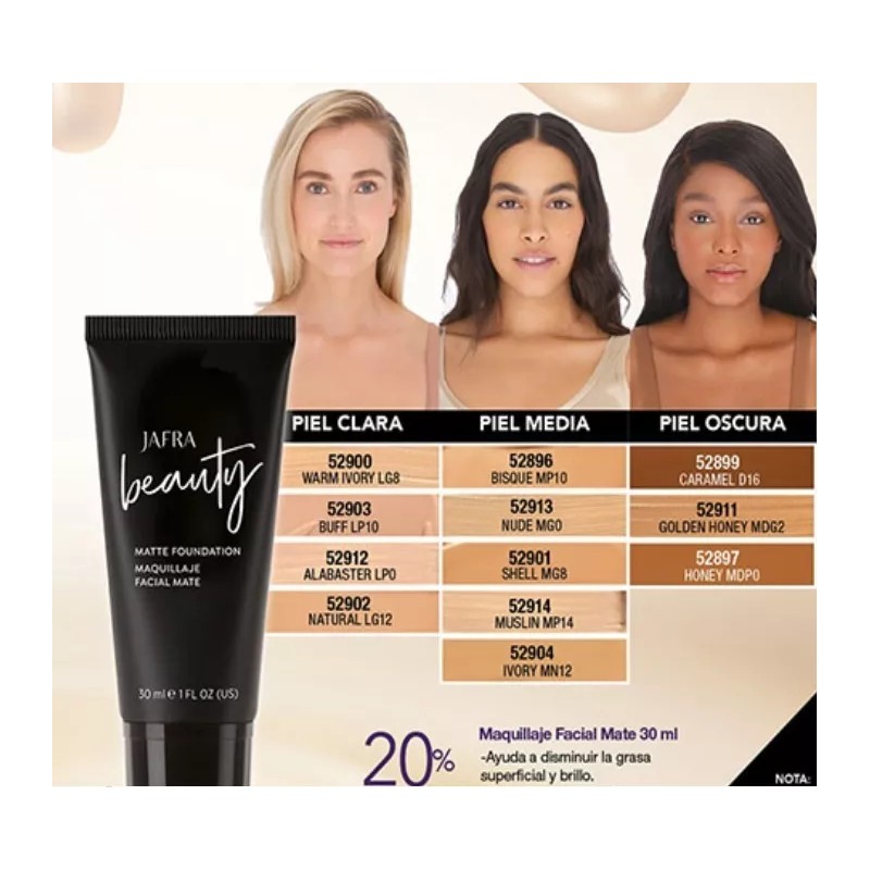Jafra Beauty Maquillaje Facial Mate Tono Golden Honey Mdg2