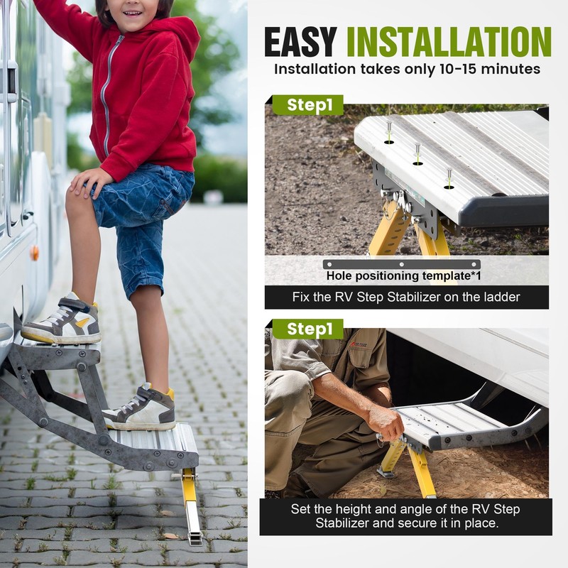Marudina Upgraded RV Step Stabilizer kit for Travel Trailers/5th Wheels/Motorhomes,