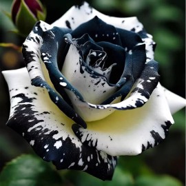 ZEshops 20pcs Rare Black & White Rose Seeds Non GMO Heirloom Garden