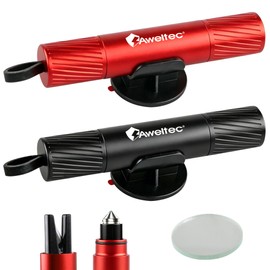 AWELCRAFT Car Safety Hammer 2 Pack,Window Breaker and Seatbelt Cutter, Emergency Escape Tool, Vehicle Glass Breaker with Tungsten Steel Head, Land Underwater Life Saving Tool(Black & Red)